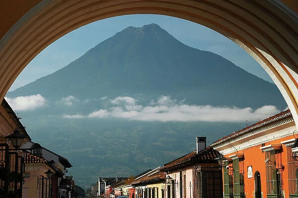 Colonial archway and Agua Volcano, Antigua, Guatemala