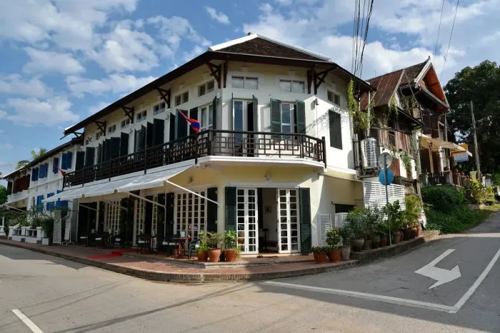 Framed Print : Colonial house Luang prabang street Laos Asia