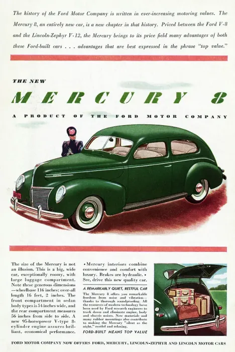 Framed Print : Color Advertisement for Ford Mercury 8 Automobile