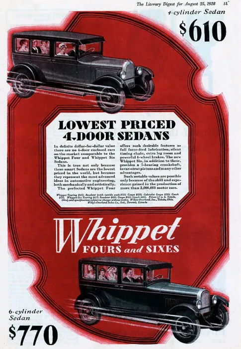 Framed Print : Color Advertisement for Whippet Cars with Full Cars Framed Print : Color Advertisement for Whippet Cars with Full Cars