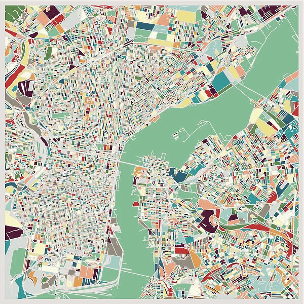 color art map of Philadelphia city