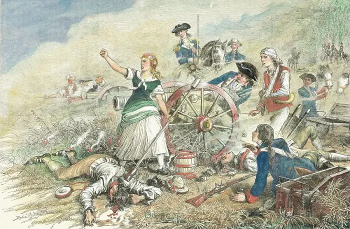 Framed Print : Color Engraving of Molly Pitcher at the Battle of Monmouth Framed Print : Color Engraving of Molly Pitcher at the Battle of Monmouth