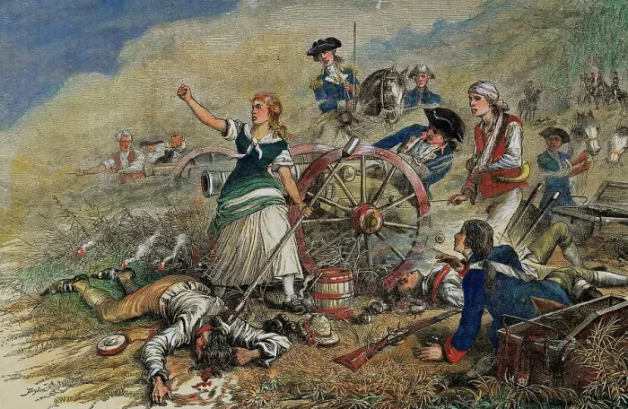 Framed Print : Color Engraving of Molly Pitcher at the Battle of Monmouth Framed Print : Color Engraving of Molly Pitcher at the Battle of Monmouth