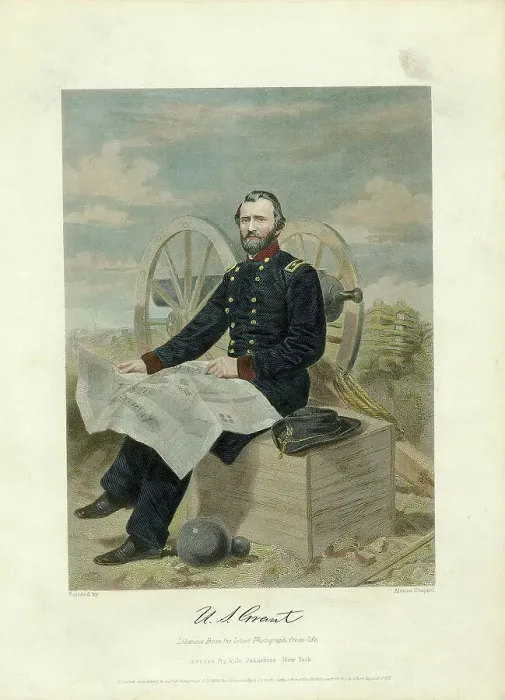 Framed Print : Color Illustration Of Ulysses S. Grant Seated