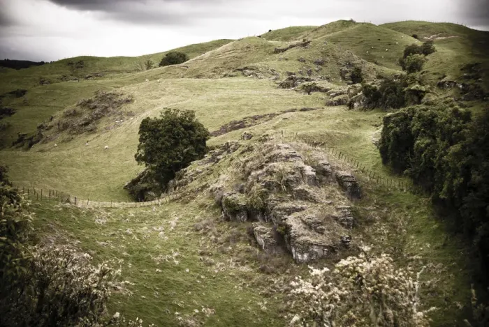 Framed Print : color image, photography, farm, grass, lush foliage, rural scene, landscape, rock formation Framed Print : color image, photography, farm, grass, lush foliage, rural scene, landscape, rock formation