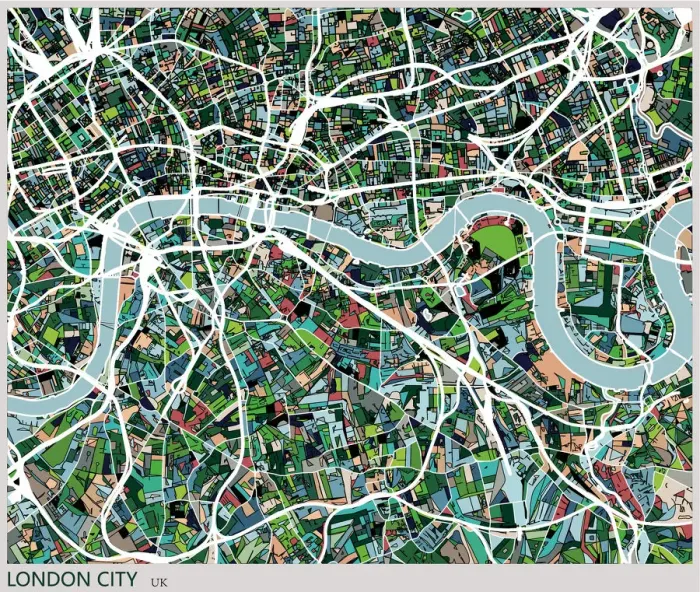 Framed Print : color lump style London city art map Framed Print : color lump style London city art map