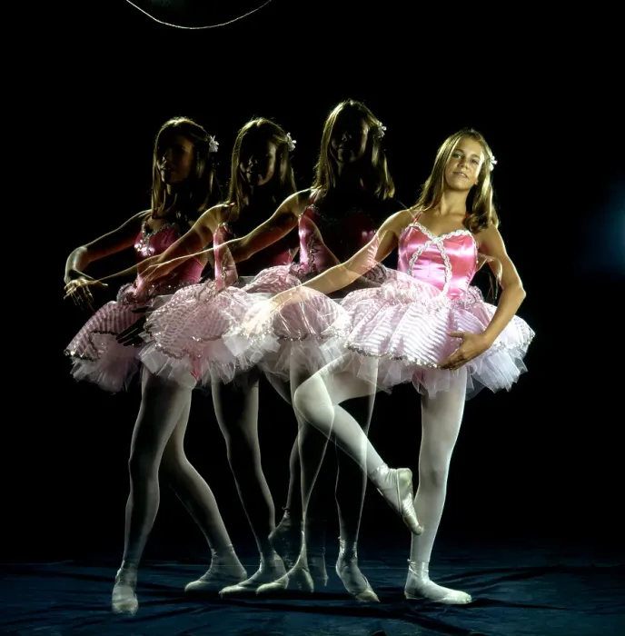Framed Print : Color Photo Montage of teenage ballet dancer in motion