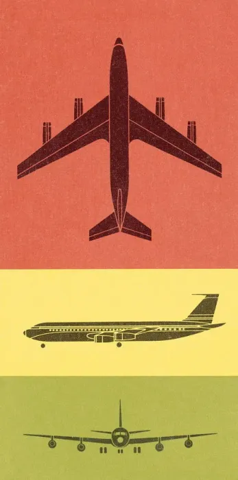 Framed Print : Color Three Views of Airplane Framed Print : Color Three Views of Airplane