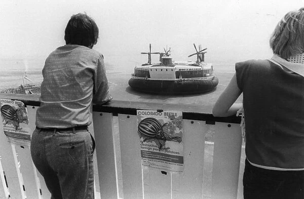 Colorado Hovercraft. 14th June 1977: A hovercraft is seen from the side of a ferry