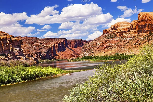 Colorado River and Red Rock Canyon Outside Arches National Park, Moab, Utah, USA