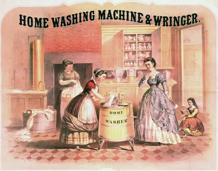 Framed Print : Colored Advertising Poster For Washer Framed Print : Colored Advertising Poster For Washer