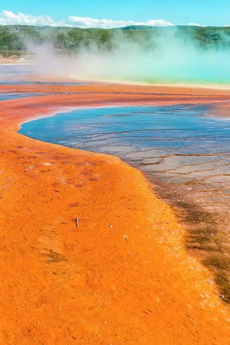 Framed Print : Colored mineral deposits at the edge of the steaming hot spring, detail view, Grand Prismatic Spring, Midway Geyser Basin, Yellowstone National Park, Wyoming, USA Framed Print : Colored mineral deposits at the edge of the steaming hot spring, detail view, Grand Prismatic Spring, Midway Geyser Basin, Yellowstone National Park, Wyoming, USA