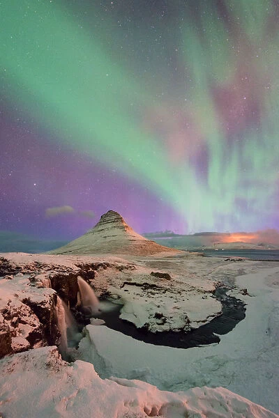 Colorful Aurora over Kirkjufell, Iceland