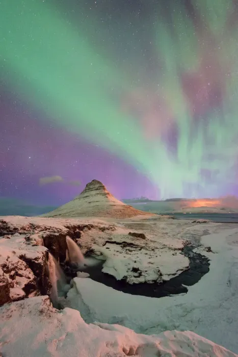 Framed Print : Colorful Aurora over Kirkjufell, Iceland Framed Print : Colorful Aurora over Kirkjufell, Iceland