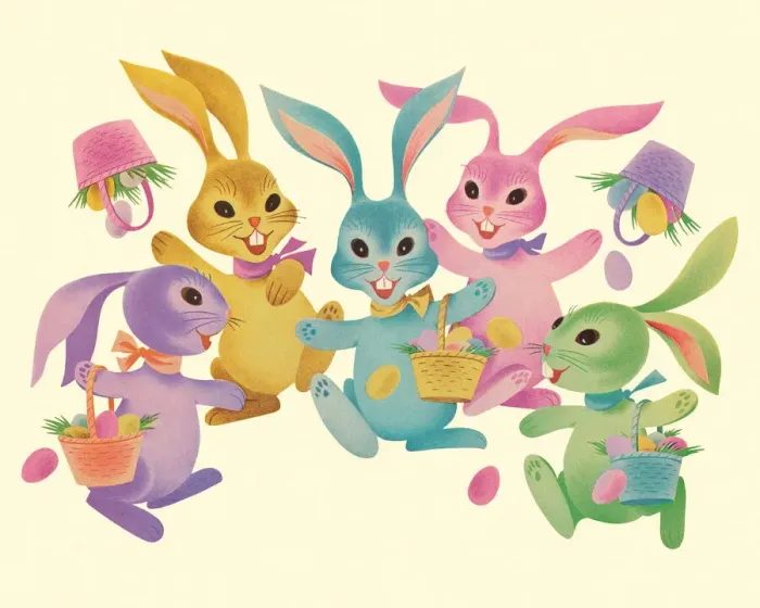 Framed Print : Colorful Easter Rabbits Framed Print : Colorful Easter Rabbits