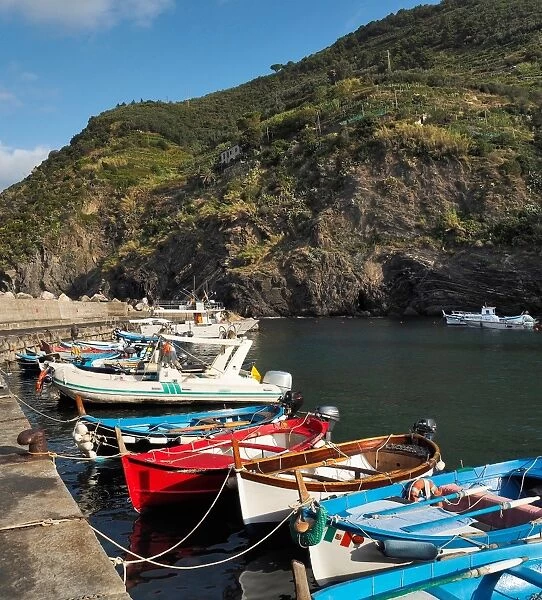 Colorful Fishing Harbor Of Vernazza, Cinque Terre National Park, Liguria Region, Northern Italy