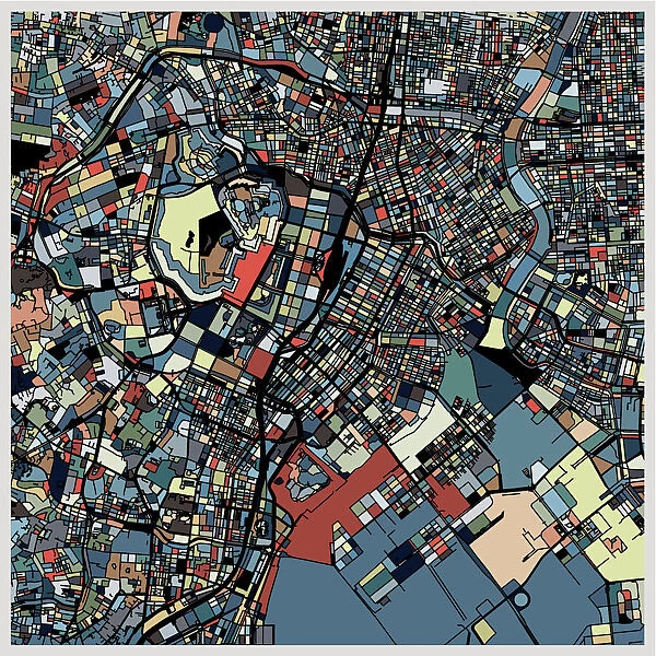 colorful Tokyo art map background