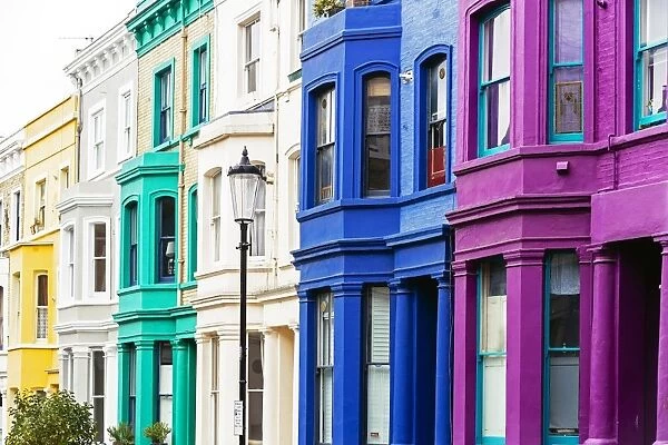 Colorful vibrant houses in Notting Hill, London, UK