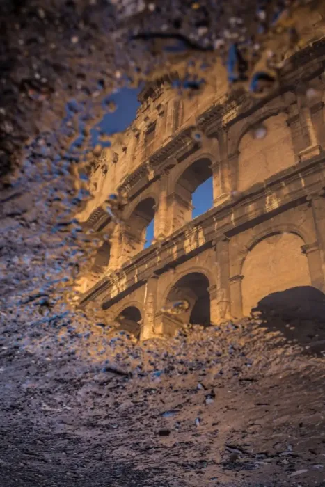 Framed Print : The Colosseum reflected in a puddle at sunrise in Rome, Italy Framed Print : The Colosseum reflected in a puddle at sunrise in Rome, Italy