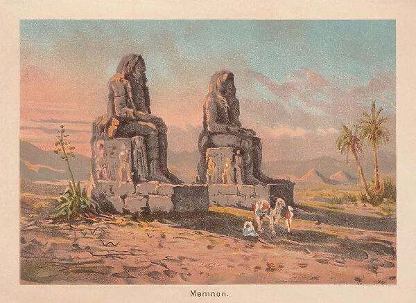 The Colossi of Memnon, near Theben, Egypt, lithograph, published 1887