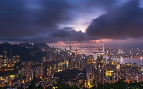 colourful cityscape of Hong Kong island