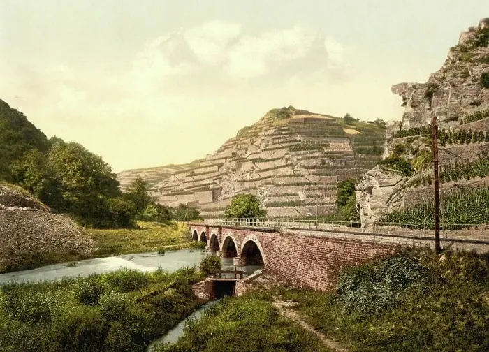 Framed Print : The Colourful Cow, a rocky outcrop in the Ahr valley near Walporzheim, Rhineland-Palatinate, Germany, historical, photochrome print from the 1890s Framed Print : The Colourful Cow, a rocky outcrop in the Ahr valley near Walporzheim, Rhineland-Palatinate, Germany, historical, photochrome print from the 1890s