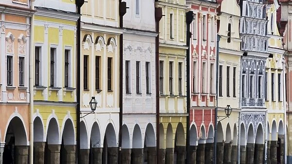 Colourful facades in the centre of Telc in South Bohemia, Czech Republic, Central Europe