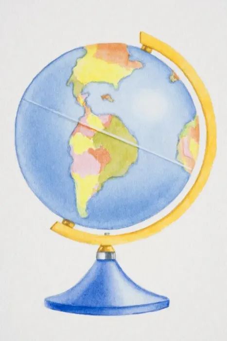 Framed Print : Colourful globe, side view Framed Print : Colourful globe, side view