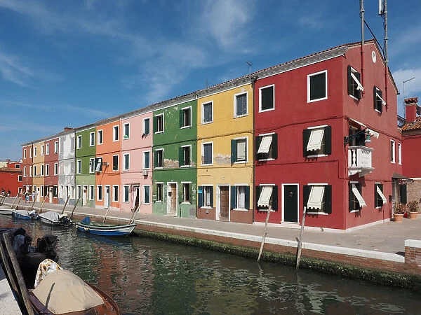 Colourful houses near canal Burano
