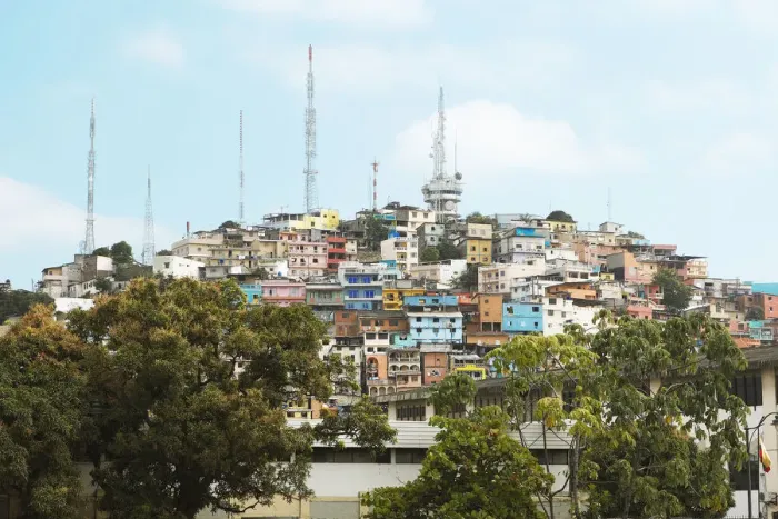 Framed Print : Colourful houses and radio masts on Cerro del Carmen, Guayaquil, Guayas Province, Ecuador Framed Print : Colourful houses and radio masts on Cerro del Carmen, Guayaquil, Guayas Province, Ecuador
