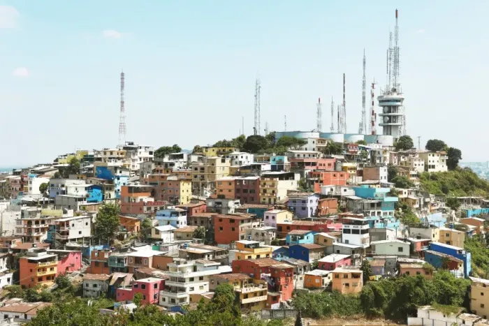 Framed Print : Colourful houses and radio masts on Cerro del Carmen, Guayaquil, Guayas Province, Ecuador Framed Print : Colourful houses and radio masts on Cerro del Carmen, Guayaquil, Guayas Province, Ecuador