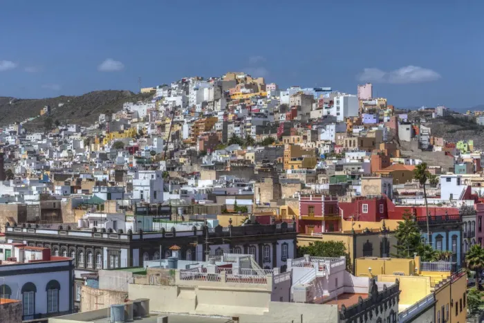 Framed Print : Colourful nested houses, San Juan district, Las Palmas de Gran Canaria, Gran Canaria, Canary Islands, Spain, Europe Framed Print : Colourful nested houses, San Juan district, Las Palmas de Gran Canaria, Gran Canaria, Canary Islands, Spain, Europe