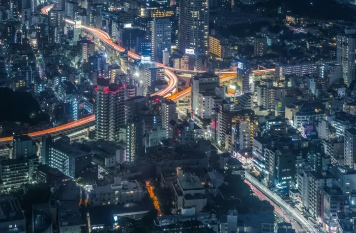 Framed Print : colourful night light of Tokyo city