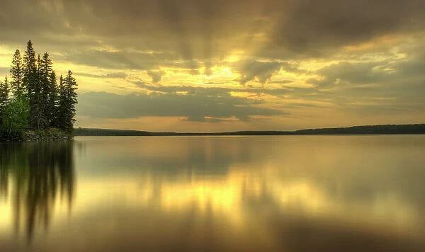 Colourful Sunrise On Waskesiu Lake In Prince Albert National Park