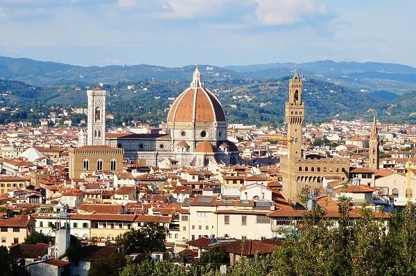 Colourful view over Florence, Duomo, Palazzo Vecchio, Campanile, Italy