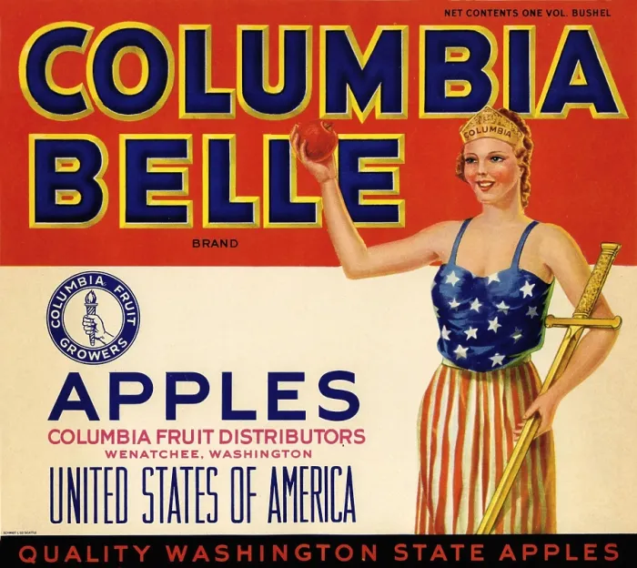 Framed Print : Columbia Belle Brand Apples