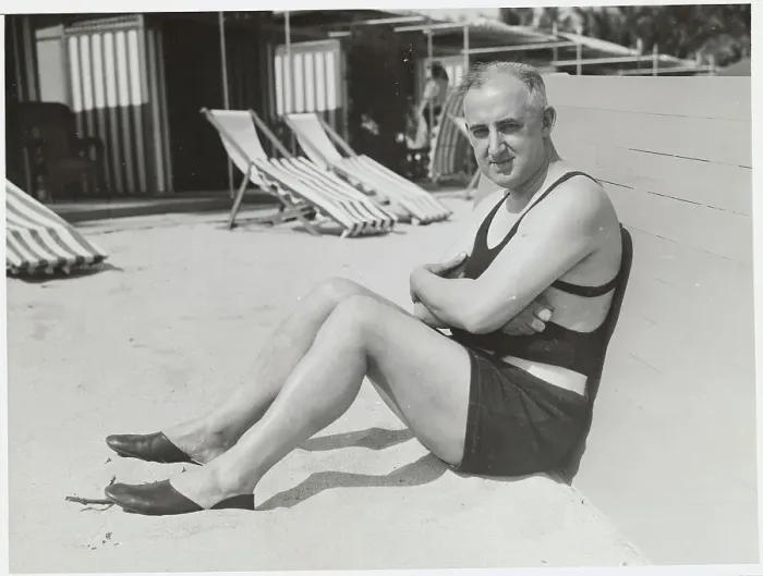 Framed Print : Columbia University Professor Raymond Moley Relaxing on the Beach Framed Print : Columbia University Professor Raymond Moley Relaxing on the Beach