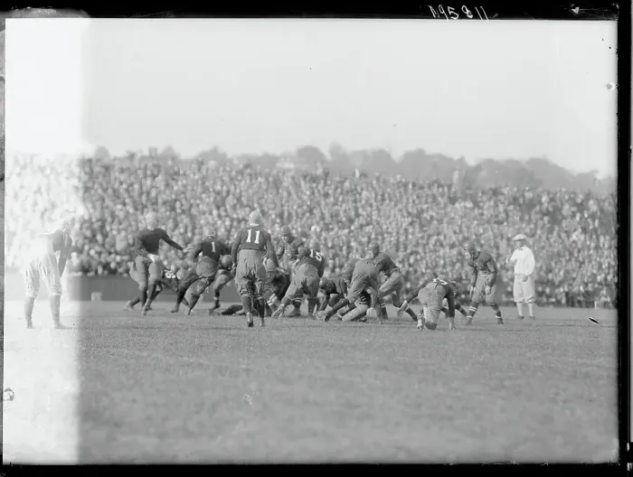 Framed Print : Columbia's Football Team Running Play Framed Print : Columbia's Football Team Running Play