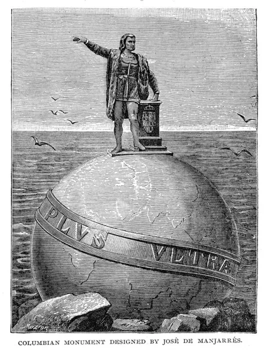 Framed Print : Columbus monument engraving 1892