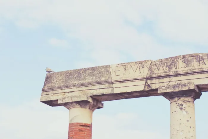Framed Print : Column. Roman Forum. Pompeii. Naples