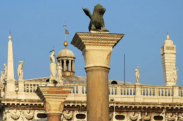 Column of the lion of Saint Mark, San Marco square, Venice, Italy