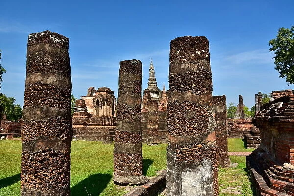 Column at wat mahathat Sukhothai Thailand, Asia