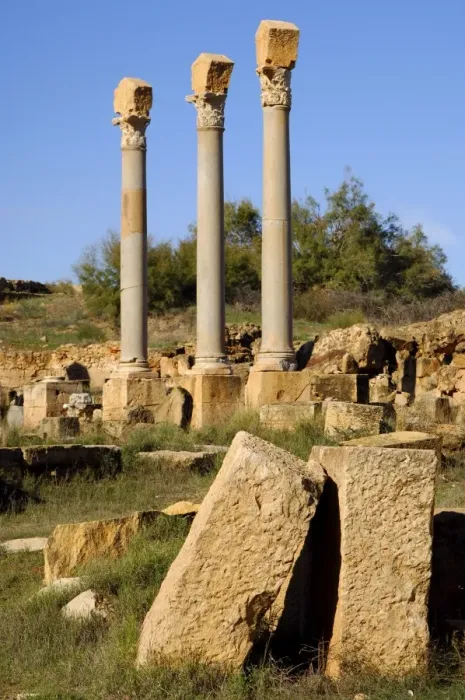Framed Print : Columns with corinthian capital, Ruins of the Roman City Leptis Magna, Libya Framed Print : Columns with corinthian capital, Ruins of the Roman City Leptis Magna, Libya