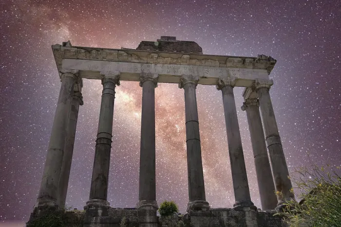 Framed Print : Columns of the Temple and Milky Way, Rome Framed Print : Columns of the Temple and Milky Way, Rome