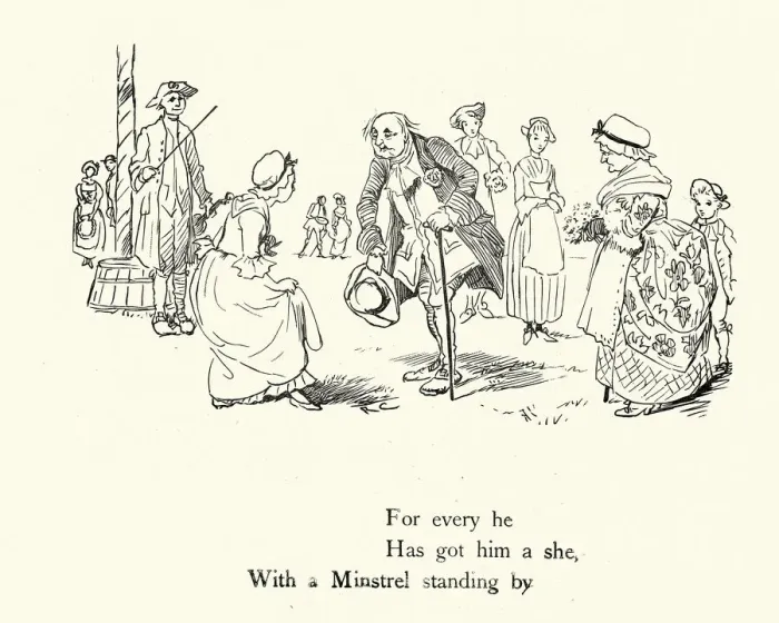 Framed Print : Come, Lasses And Lads, With a Minstrel standing by, 19th Century Framed Print : Come, Lasses And Lads, With a Minstrel standing by, 19th Century