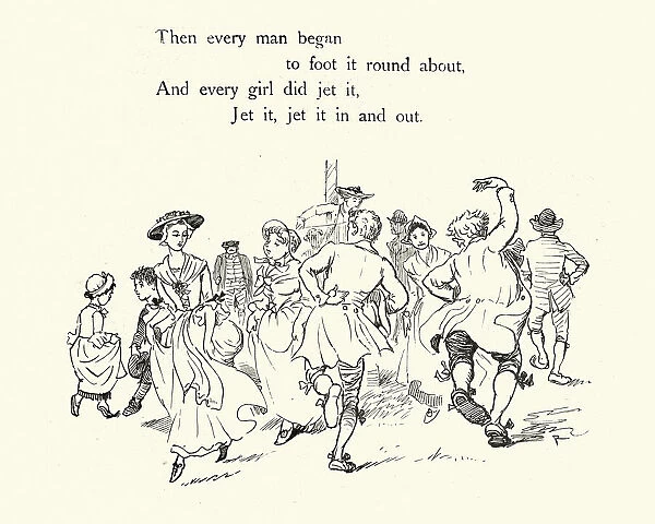 Come, Lasses And Lads, People dancing by the maypole, 19th Century