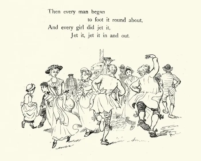 Framed Print : Come, Lasses And Lads, People dancing by the maypole, 19th Century