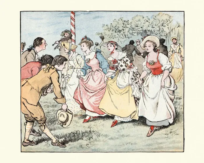 Framed Print : Come, Lasses And Lads, Young men and women dancing by the maypole, 19th Century Framed Print : Come, Lasses And Lads, Young men and women dancing by the maypole, 19th Century