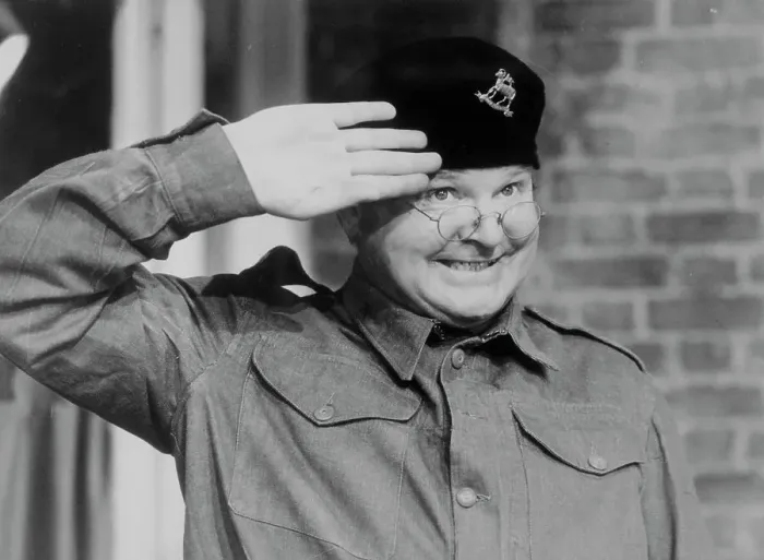 : Comedian Benny Hill Saluting in His Television Show : Comedian Benny Hill Saluting in His Television Show