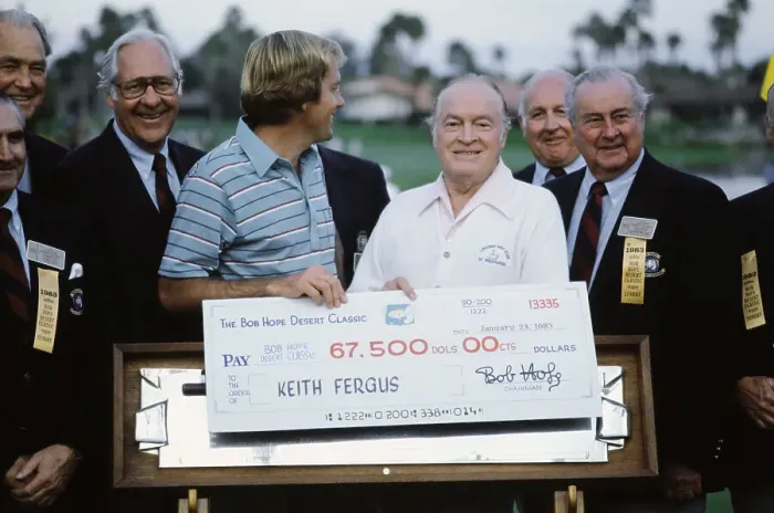 Framed Print : Comedian Bob Hope Presenting Mock Check to Golfer Keith Fergus Framed Print : Comedian Bob Hope Presenting Mock Check to Golfer Keith Fergus